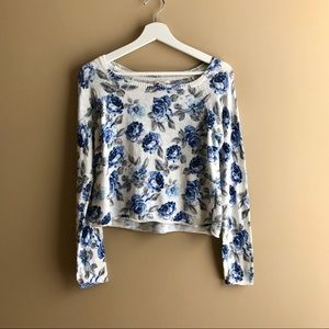 Forever 21 Floral Cropped Sweater Size M